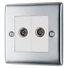 BG Nexus Polished Chrome 2 Gang 1x TV 1x FM Diplex Socket Outlet NPC66 with 35mm Steel Back Box