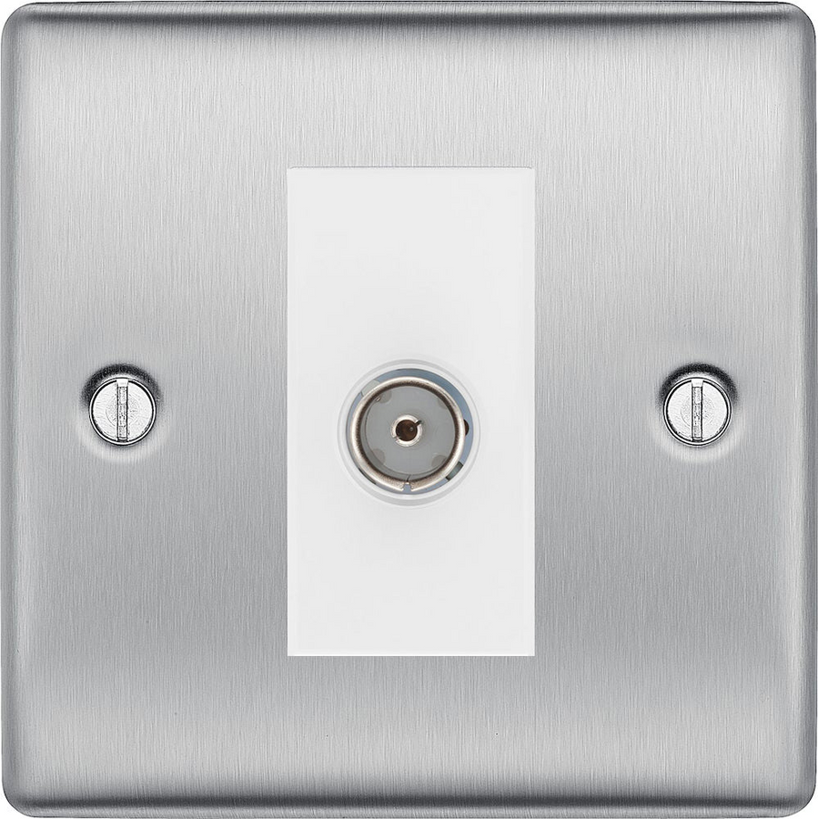BG Nexus Metal Brushed Steel Co-axial Socket NBS60W