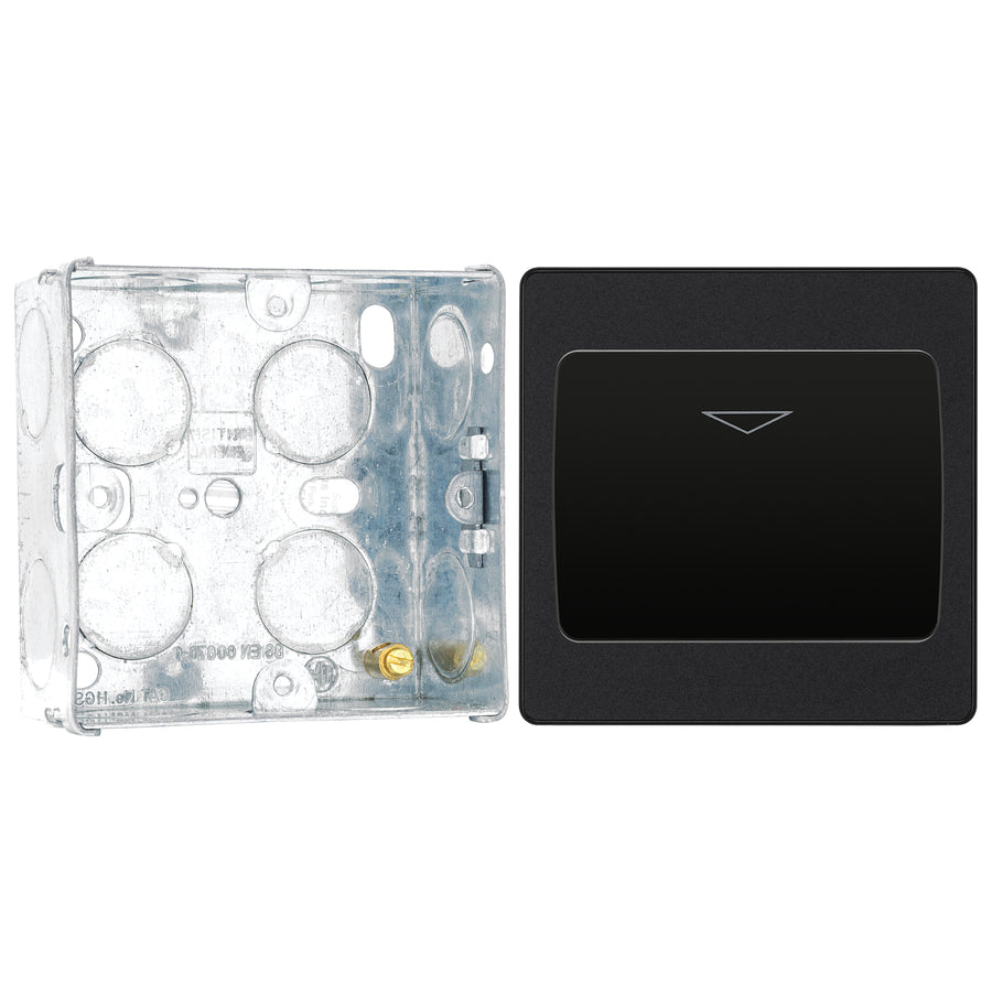 BG Evolve Matt Black 16A Key Card Switch PCDMBKYCSB with 35mm Steel Back Box
