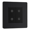 BG Evolve Matt Black Double Master Touch Dimmer Switch PCDMBTDM2B with 35mm Steel Back Box