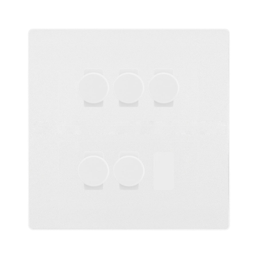 BG Evolve Pearlescent White 5 Gang Trailing Edge LED Dimmer Light Switch 2 Way Custom Switch