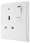 BG 825 Moulded Round Edge | White | 1 Gang 13A 1 Pole Neon Switched Socket
