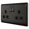 BG Nexus Black Nickel 13A 2 Gang Switched Double Socket NBN22B and 25mm Steel Back Box