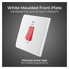 BG 874 Moulded Round Edge | White | 1 Gang 45A 2 Pole Neon Cooker Switch