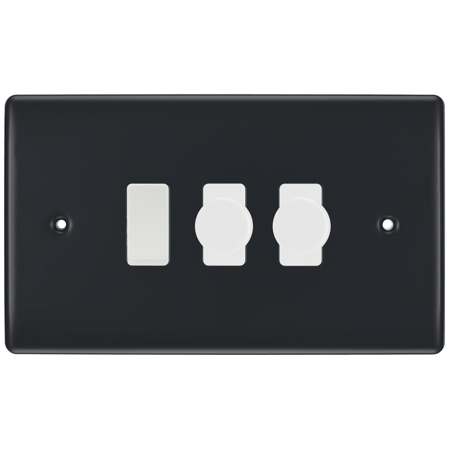 BG Part M 3 Gang Switch 2x Intelligent Dual Mode Dimmer 1x 2 Way Custom Grid