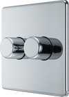 FPC82 Side - This trailing edge double dimmer switch from British General allows you to control your light levels and set the mood. The intelligent electronic circuit monitors the connected load and provides a soft-start with protection against thermal.