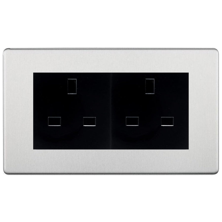 BG Screwless Brushed Steel 4 Gang 13A Unswitched Socket - FBS4GUSSB