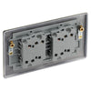 BG Nexus Metal Antique Brass 20A 16AX 2 Way Quadruple Light Switch NAB44 with 25mm Steel Back Box