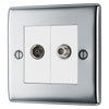 BG Nexus Polished Chrome 2 Gang 1x Co-Axial 1x Satellite Socket NPC65 with 35mm Steel Back Box