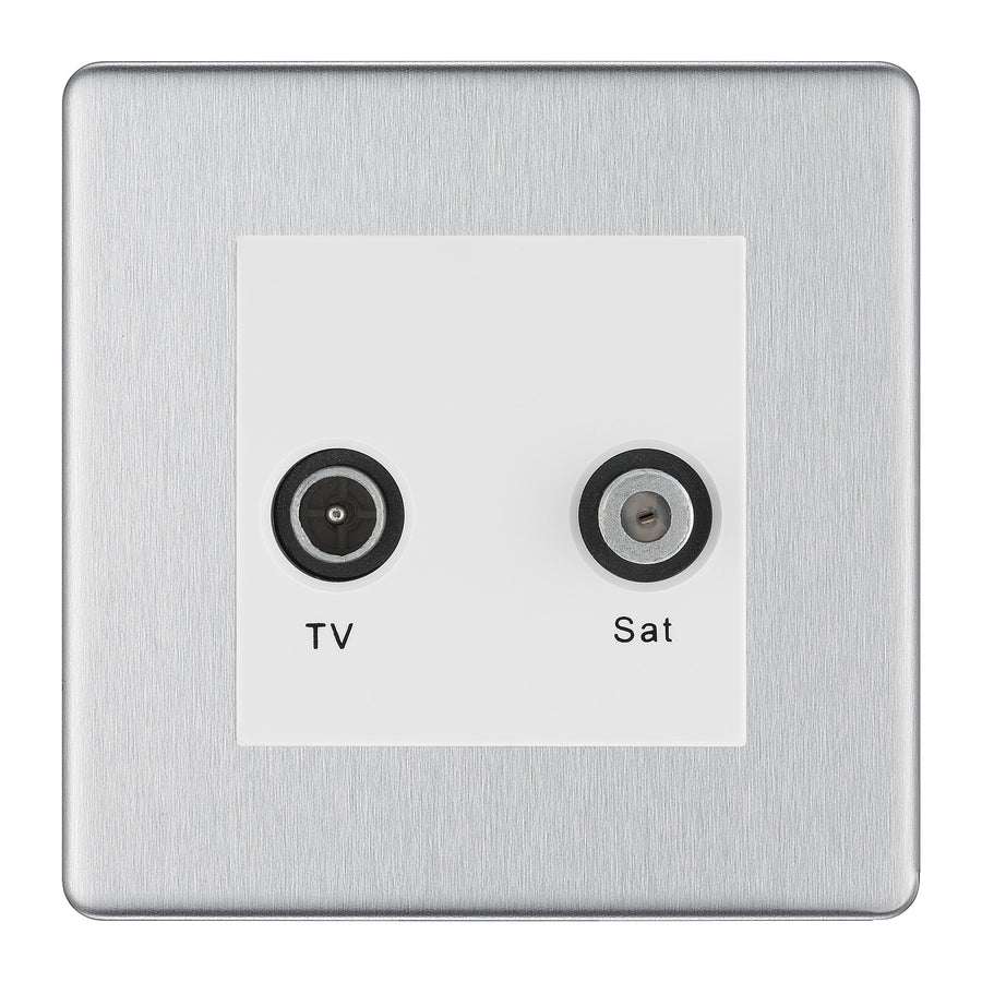 BG Screwless Brushed Steel TV & Satellite Socket FBSTVSATW