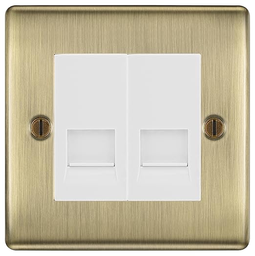 BG Nexus Antique Brass Double RJ11 Telephone Socket NABRJ112 - White Insert