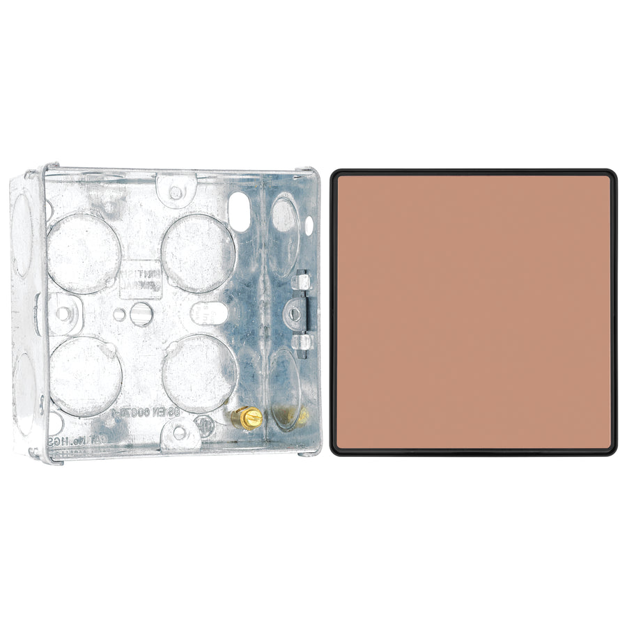 BG Evolve Polished Copper 2 Way Single Edge to Edge Rocker Switch PCDCP12EB with 35mm Steel Back Box