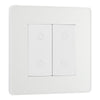 BG Evolve Pearlescent White 2 Gang 200W Trailing Edge Master Touch Dimmer PCDCLTDM2W with 25mm Steel Back Box