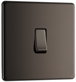 BG FBN12 Nexus Screwless Flat-Plate 2 Way 10A Single Light Switch Black Nickel