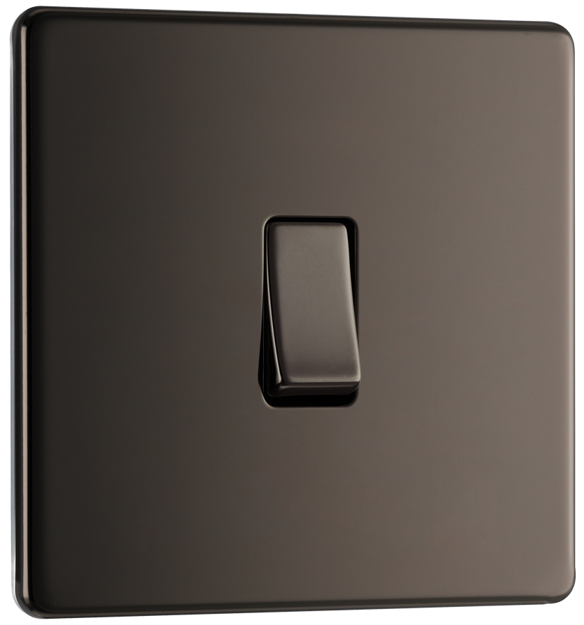 BG FBN12 Nexus Screwless Flat-Plate 2 Way 10A Single Light Switch Black Nickel