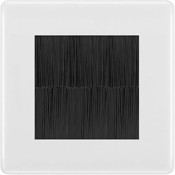 BG Nexus White Single 2 Gang Brush Cable Entry Wall Plate | Black Insert