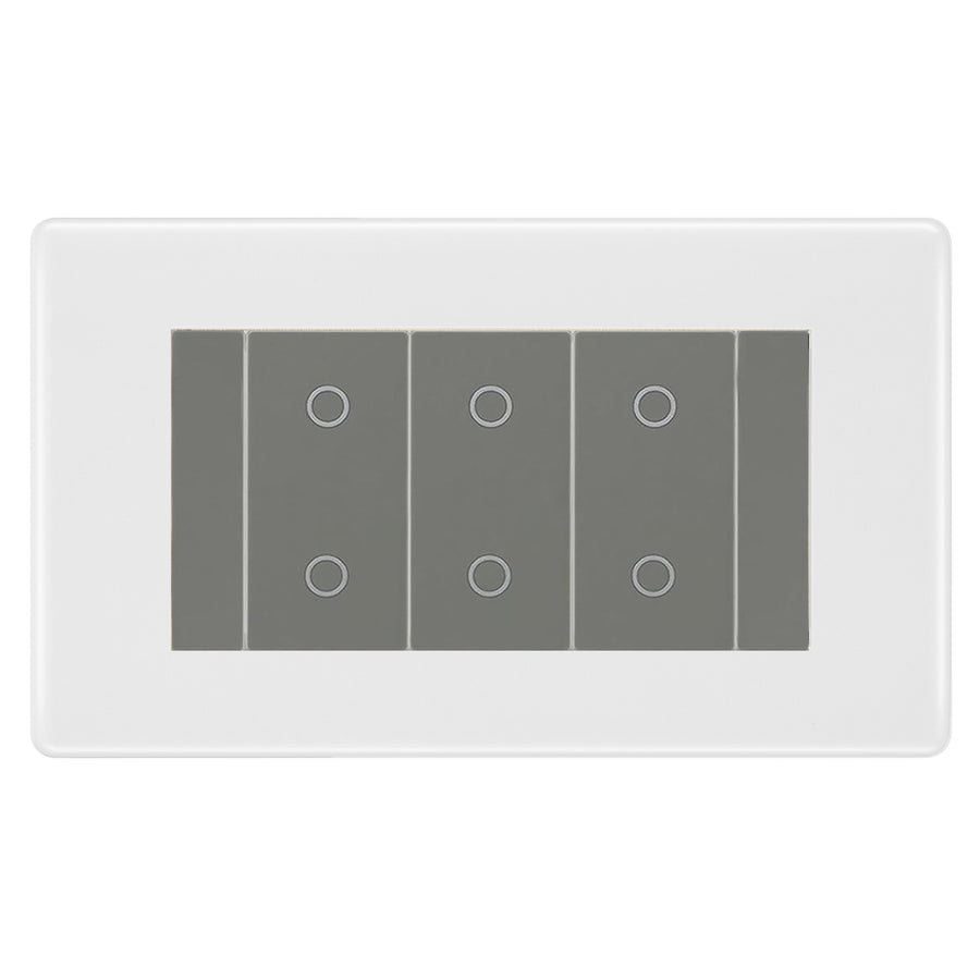 BG Nexus White Moulded Triple Secondary Touch Dimmer Switch - Grey Insert