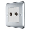 BG Nexus Polished Chrome 2 Gang Co-Axial Socket NPC61 with 35mm Steel Back Box