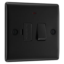 BG Nexus Matt Black 13A Neon Switched Fused Connection Unit NFB52 with 35mm Steel Back Box