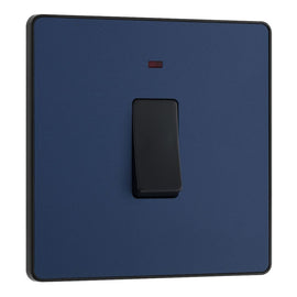 BG Evolve Matt Blue 20A Double Pole Switch with Neon PCDDB31B with 35mm Steel Back Box