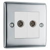 BG Nexus Polished Chrome 2 Gang 1x TV 1x FM Diplex Socket Outlet NPC66 with 35mm Steel Back Box