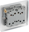 NBS43 Back - This brushed steel finish 20A 16AX triple light switch from British General can operate 3 different lights whilst the 2 way switching allows a second switch to be added to the circuit to operate the same light from another location (e.g. at the top and bottom of the stairs).