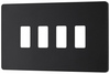 BG RPCDMB4B Evolve Grid Matt Black 4 Module Rectangular Front Plate - Black Trim