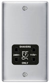 BG NBS20B Metal Brushed Steel 115-230V Dual Voltage Shaver Socket - Black Insert