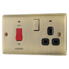 BG Nexus Antique Brass 45 Amp Cooker Control Unit c/w Neon with 25mm Steel Back Box