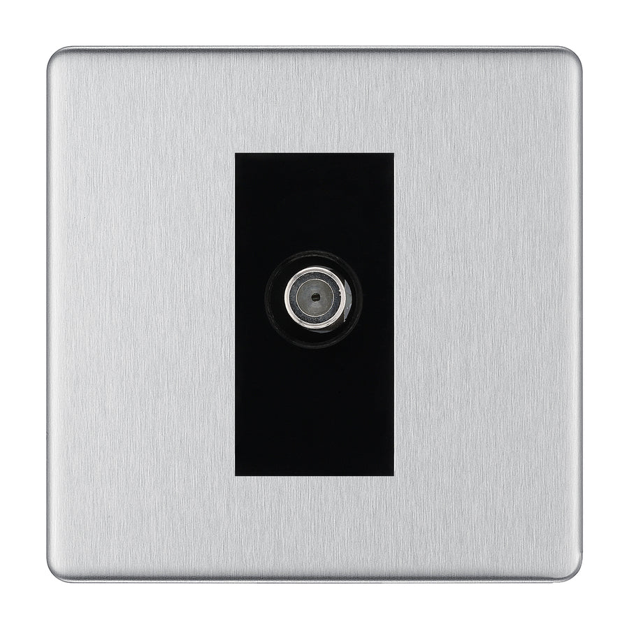 BG Screwless Brushed Steel Satellite Socket FBS64B