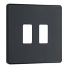 BG Evolve Matt Grey 2 Gang Light Switch 1x Trailing Edge LED Dimmer 1x 2 Way Custom Switch