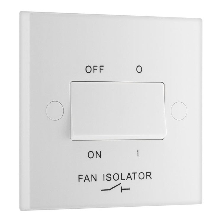 BG 915 Moulded Square Edge | White | 1 Gang 10AX 3 Pole Fan Isolator Switch