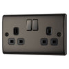 BG Nexus Black Nickel 13A 2 Gang Switched Double Socket NBN22B and 25mm Steel Back Box