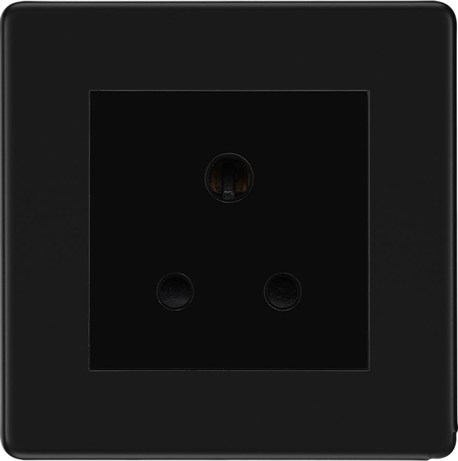 BG Flatplate Screwless Matt Black 5A Unswitched Socket FFB29MB