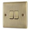 Antique Brass 2 Gang Double Light Switch & Surface Pattress Back Box