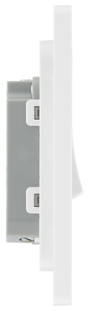 PCDCL14W Side - This Evolve pearlescent white bell push switch from British General is ideal for use where access is restricted such as office buildings or hospitals, where visitors need to let those inside know they have arrived.