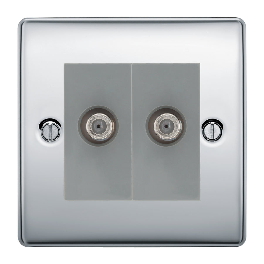 BG Nexus Metal Polished Chrome Double Satellite Socket NPC642G