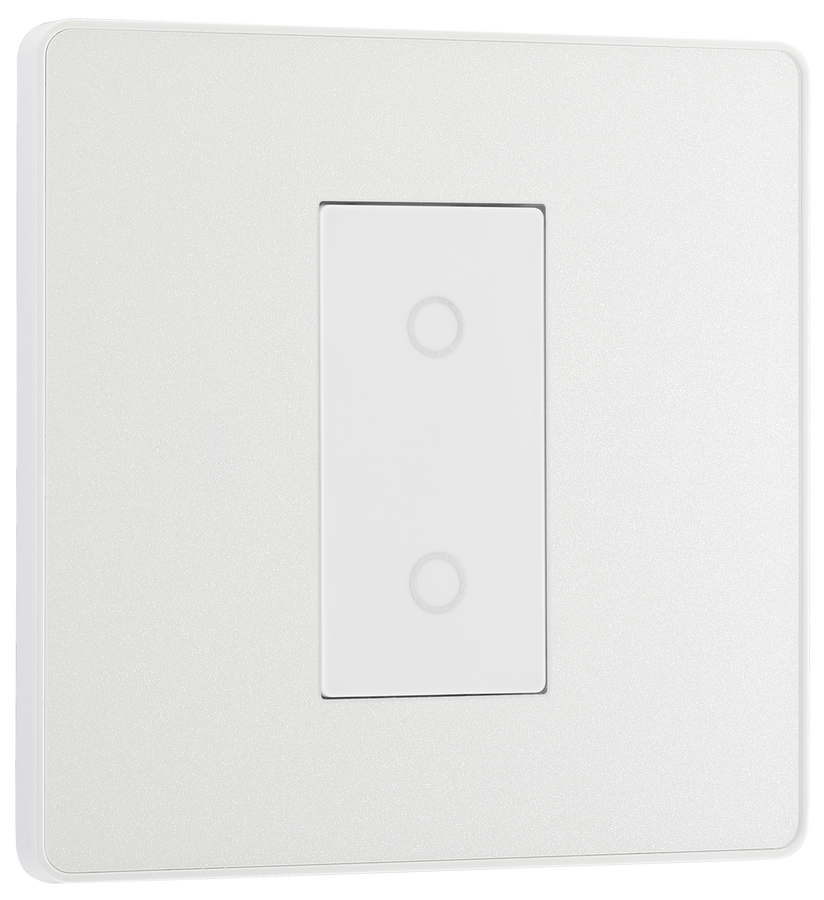 BG PCDCLTDM1W Pearlescent White Evolve 1 Gang 200W Trailing Edge Master Touch Dimmer - White Insert