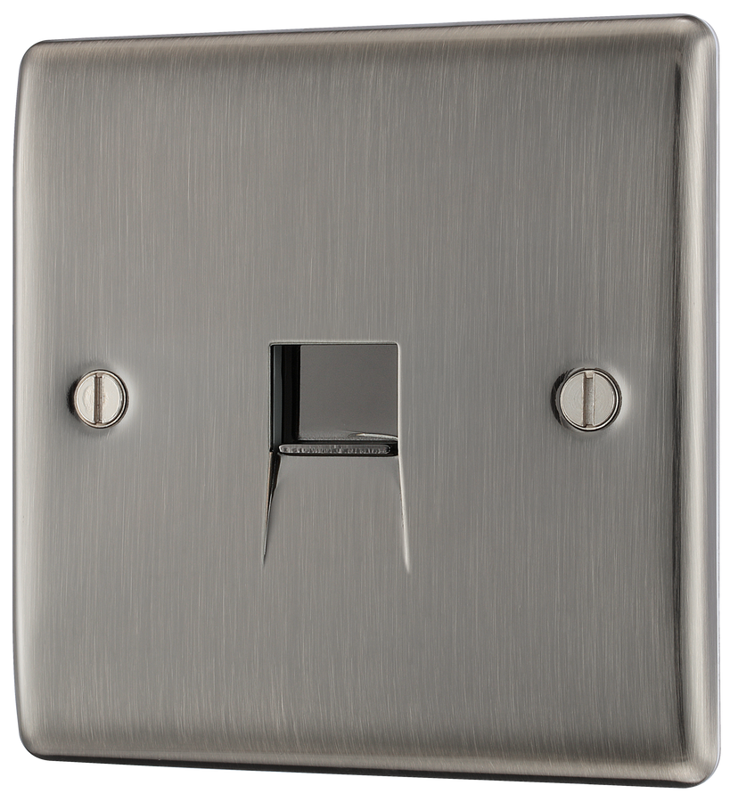 BG NBIBTS1 Nexus Metal Brushed Iridium 1 Gang Slave Telephone Socket ...