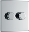 BG FPC82 Nexus Screwless Flatplate | Polished Chrome | 2 Gang 200W 2 Way Trailing-Edge Push Dimmer Switch