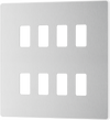 RPCDBS8W Front - The Grid modular range from British General allows you to build your own module configuration with a variety of combinations and finishes. This brushed steel finish Evolve front plate clips on for a seamless finish, and can accommodate 8 Grid modules - ideal for commercial applications.