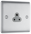 BG NBS28G Nexus 2A, unswitched socket round pin Brushed Steel