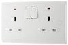 BG 826 Moulded Round Edge | White | 2 Gang 13A 1 Pole Neon Switched Socket