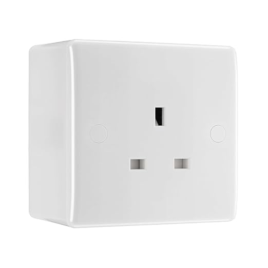 BG Nexus 13A Single Unswitched Power Socket White & 50mm Pattress Back Box
