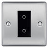 BG Nexus Brushed Steel Single Secondary Touch Dimmer Switch Black Insert NBSTDS1B