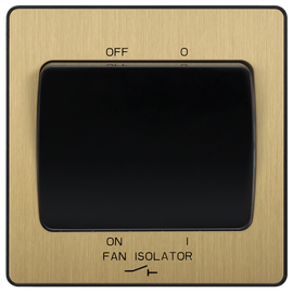 BG Evolve PCDSB15B Satin Brass 10A 3 Pole Fan Isolator-Black Insert