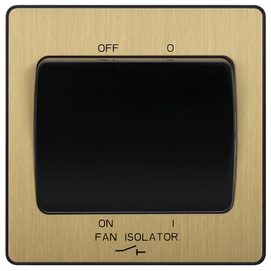 BG Evolve PCDSB15B Satin Brass 10A 3 Pole Fan Isolator-Black Insert