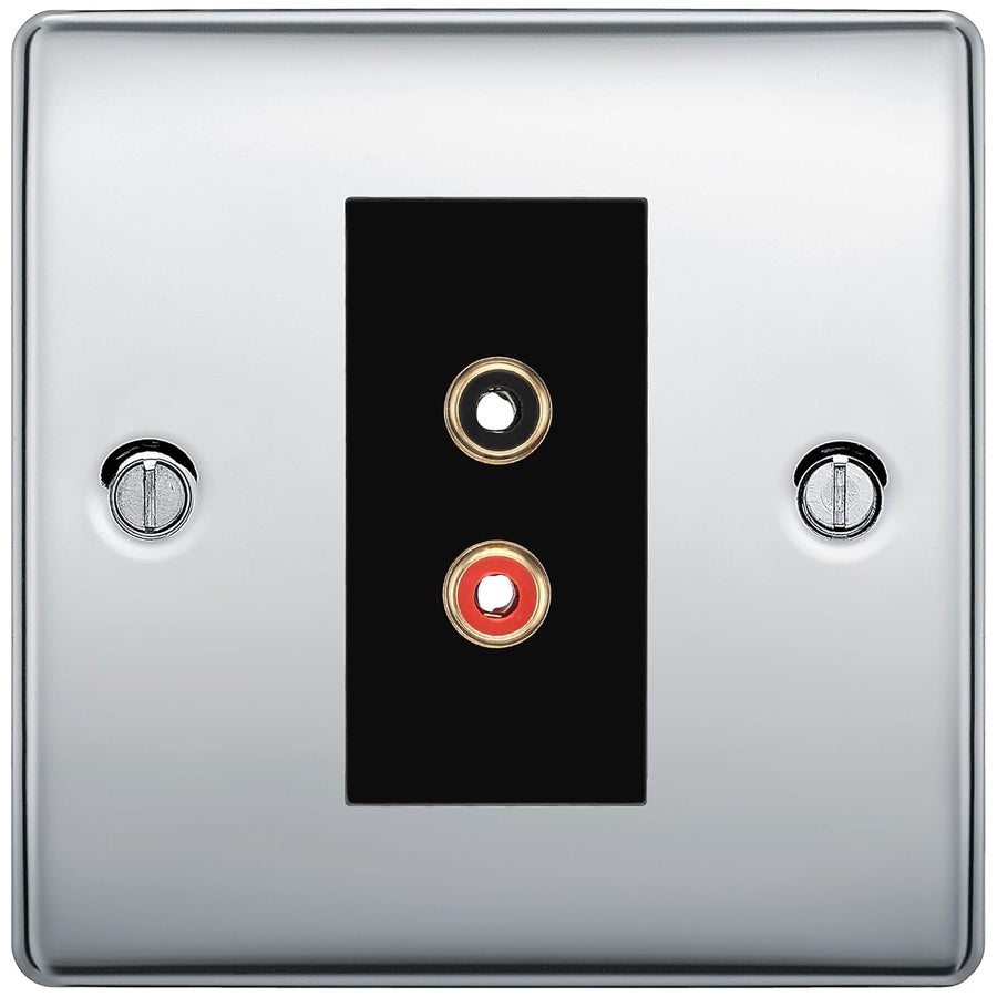 BG Nexus Polished Chrome Euro Module RCA X 2 Outlet NPCRCA2B