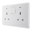 BG Electrical 13A 1 Pole Neon Switched Socket White & 50mm Pattress Back Box