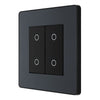 BG Evolve Matt Grey Double Master Touch Dimmer Switch PCDMGTDM2B with 35mm Steel Back Box